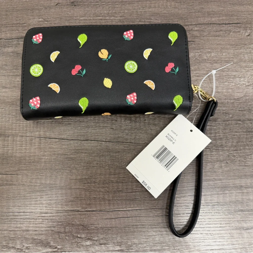 Betsey Johnson Black Wallet with Fruit Accents